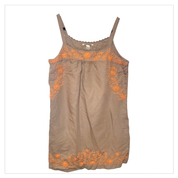 Lucky Brand Linen Blend Embroidered Boho Tank Dress L - Picture 3 of 7